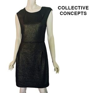 𝅺Collective Concepts Stitch Fix Helma Dress Gold Black Quilt Textured